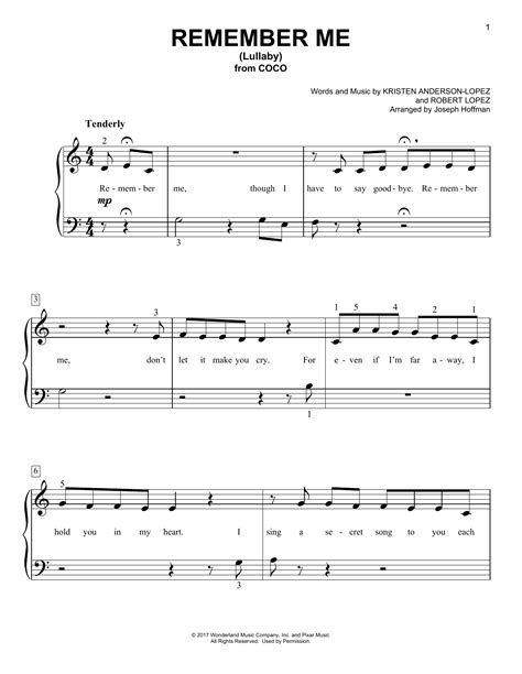 Remember Me Lullaby From Coco Arr Joseph Hoffman Sheet Music