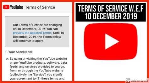 New You Tube Terms Of Service From 10 December 2019 Youtube