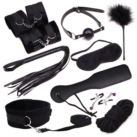 Adult Sex Bondage Kit Pcs Set BDSM Games Fetish Toys Handcuff Footcuff Whip Rope Blindfold