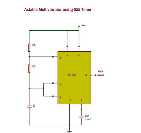 Astable Multivibrator Using 555 Timer Ic