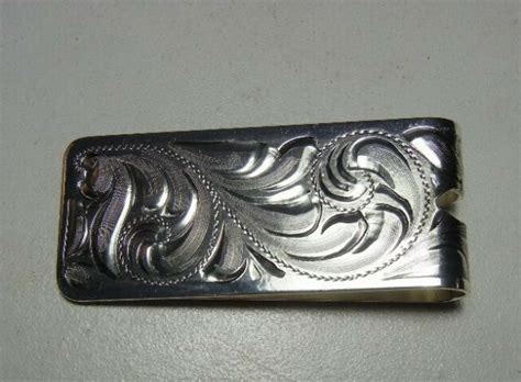 Western Hand Engraved Sterling Silver Plated Money Clip Ebay