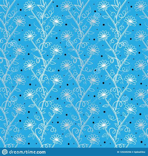 Beautiful Vector Floral Pattern In Blue Colors Seamless