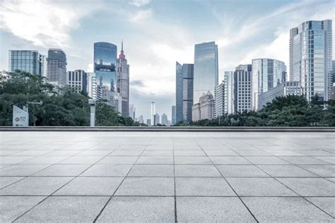 Empty Marble Floor With Cityscape And Skyline Stock Image Everypixel