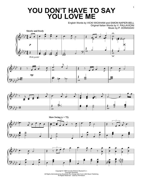 You Don T Have To Say You Love Me [jazz Version] Sheet Music Elvis Presley Piano Solo