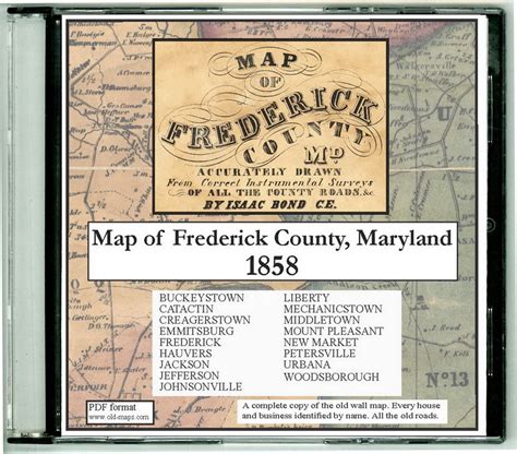 Map Of Frederick County Maryland 1858 Cdrom Old Map Old Maps