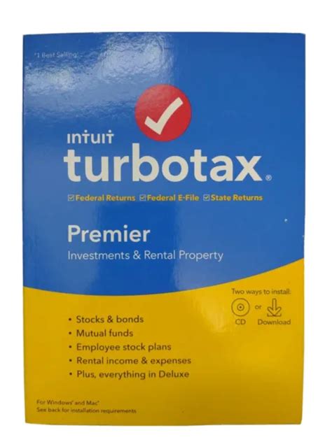 Turbotax Premier Federal State E File Win Mac Investments
