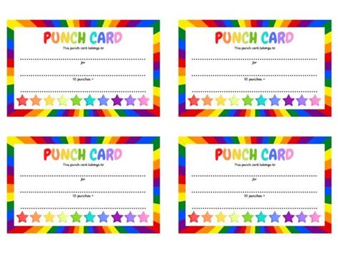 reward punch cards teaching resources