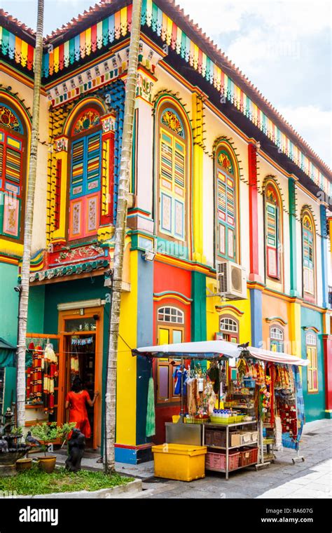 Colourful Building In Little India Singapore Stock Photo Alamy
