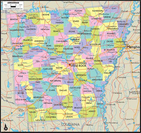 Free Labeled Arkansas Map With Capital And Cities In Pdf