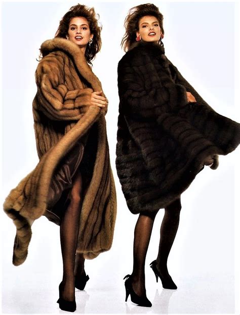 Linda Evangelista And Cindy Crawford 1987 Brown Fur Coat Fur Coat