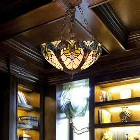 Cooper 2 light victorian semi flush ceiling fixture 16 by chloe lighting inc. Cotoss Tiffany Style Inverted Ceiling Pendant Light ...