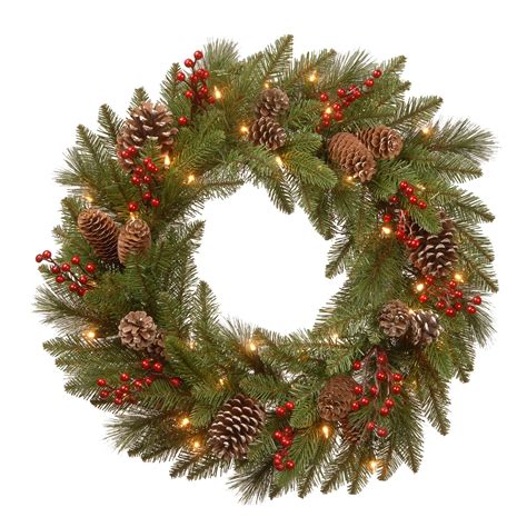 Evergreen Classics Pre Lit LED Light Holiday Wreath With Realistic