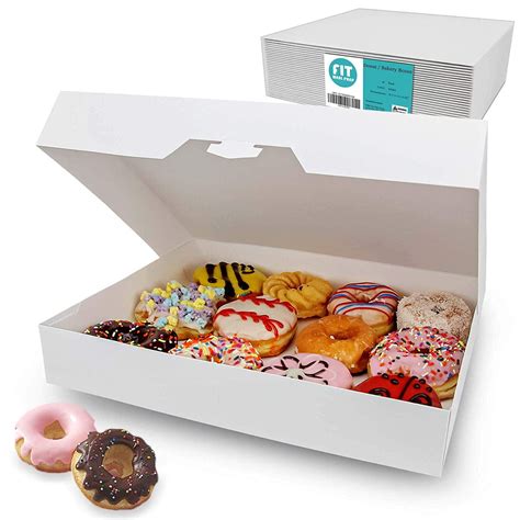 18 Pack 15x11x225 White Bakery Box Holds 12 Donuts Auto Popup