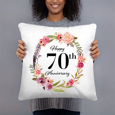 Happy 70th Anniversary Pillow Wedding Ts For Her Him 70 Etsy