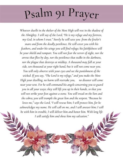 Printable Psalm 91 Prayer Of Protection