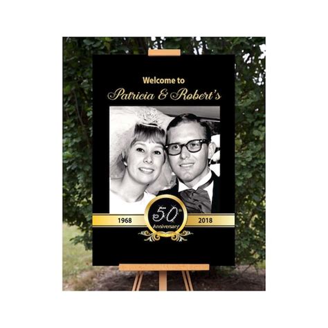 Photo Anniversary Welcome Sign 50th Anniversary Party Sign Wedding