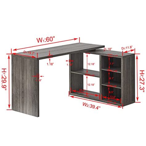 Hsh L Shaped Computer Desk Rustic Wood Corner Desk Industrial Writing Workstation Table With