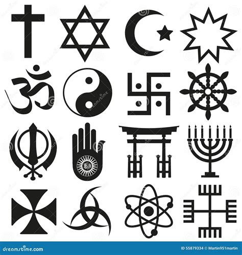 World Religions Symbols Set Of Icons In Circle Eps10 Cartoon Vector