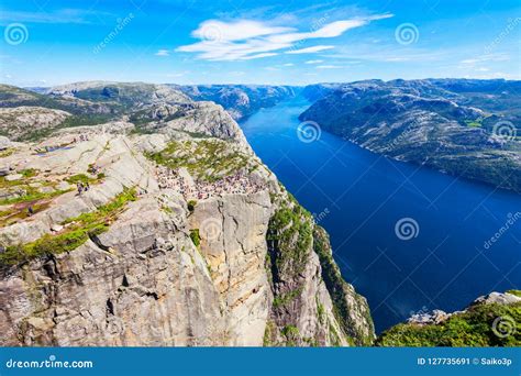 Preikestolen Oder Kanzel Felsen Stockbild Bild Von Norwegen Küste