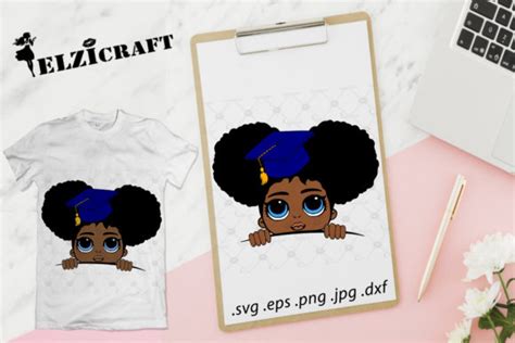 Graduated Afro Girl Peeking Design Graphic By Elzicraft · Creative Fabrica