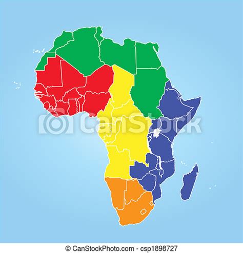 Color Map Of Africa Regions Canstock