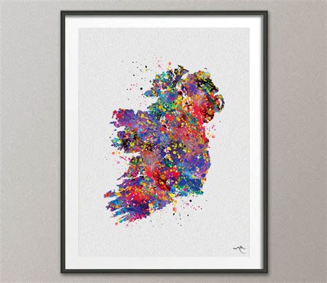 Ireland Watercolor Map Illustrations Art Wall Irish Map Art 391