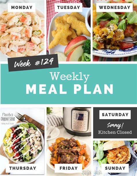 Easy Weekly Meal Plan Week 129 Easy Weekly Meals Week Meal Plan