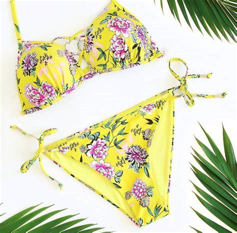 Yellow Floral Bikini Bikinis Swimwear Swimsuits