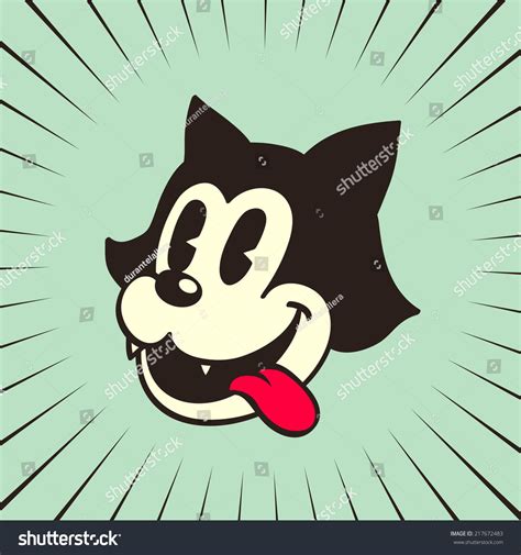 Vintage Toons Retro Cartoon Character Hungry Crazy Cat Smiling With Tongue Out Sponsored