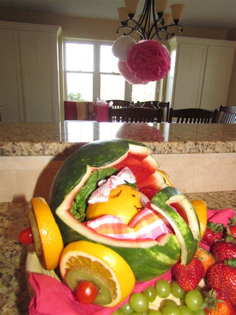 Baby Shower Decoration Watermelon Baby Carriage For Fruit Tray
