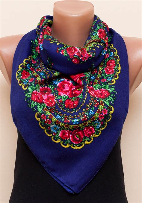 Floral Russian Scarf Ukrainian Scarf New Shawl T For Etsy