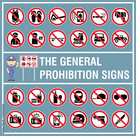 Set Of Signs And Symbols Of The Prohibition Signs Signs Use To