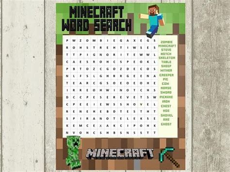 Minecraft Word Search Etc Minecraft Minecraft Birthday Minecraft Birthday Party