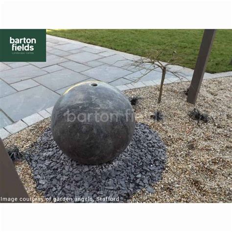 Natural Limestone Pre Drilled Sphere In Black Complete Water Feature Kit 50cm Drilled Spheres