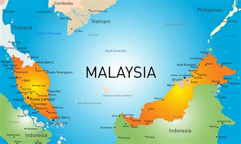 Карта городов Малайзии с возможностью скачать и распечатать