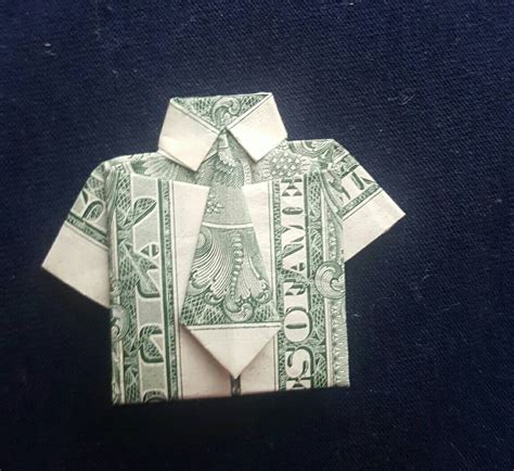 Money Origami Shirt W Tie Real Dollar Bill Folded Money Etsy