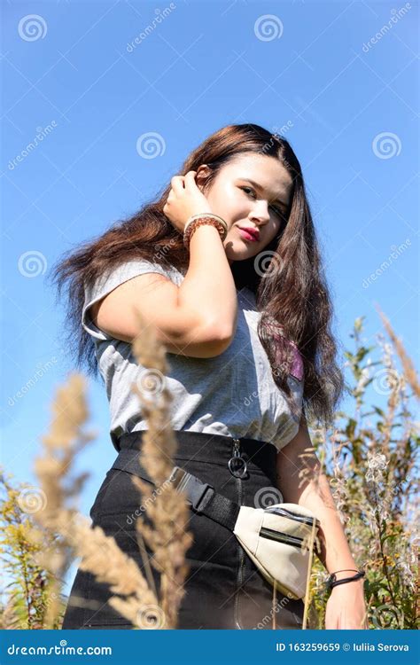 Russian Brunette Teenager Girl On The Nature Stock Image Image Of