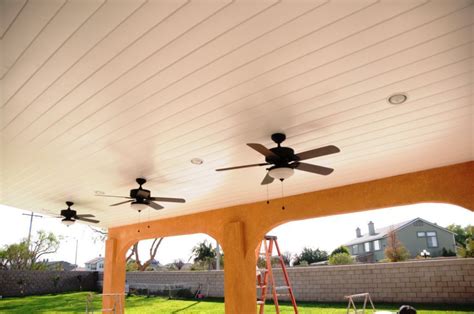 Outdoor Patio Tongue And Groove Ceiling Elegant Porch With Fan Panel