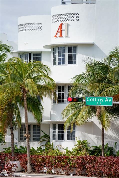 Miami Hotel Night Scene Ocean Drive Editorial Photo Image Of Palm