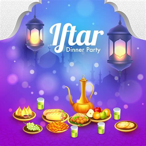 Premium Vector Ramadan Mubarak Iftar Party Concept