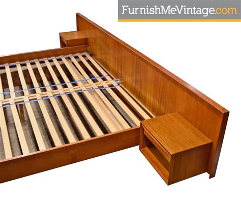 The floating platform bed provides an ultramodern look for a luxurious bedroom. Falster Danish Teak King Platform Bed With Floating ...