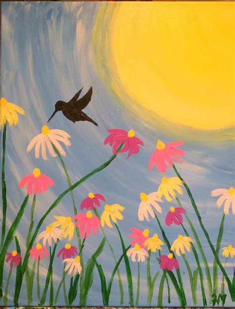Leanne Hummingbird Meadow Canvas Art Painting Painting Art Projects