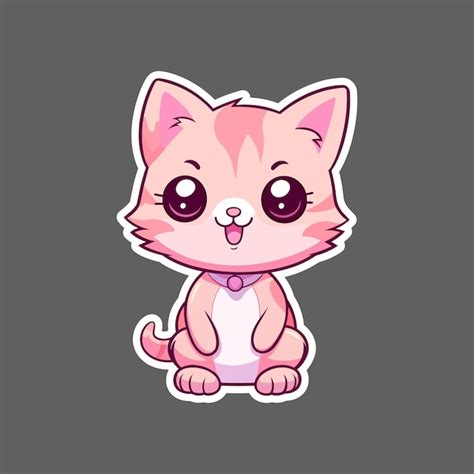Premium Ai Image Cute Pink Cat Character Sticker
