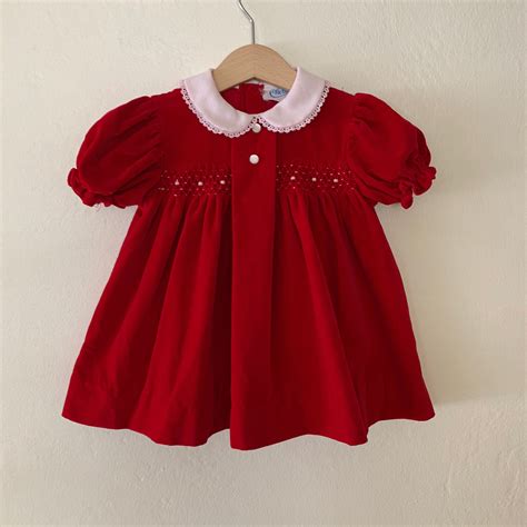 Vintage Baby Red Velvet Holiday Dress Vintage Baby Holiday Dress Vtg