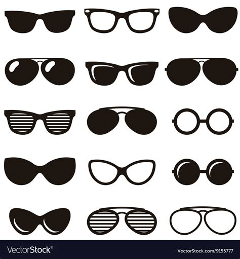 Set Black Retro Sunglasses Icons Royalty Free Vector Image