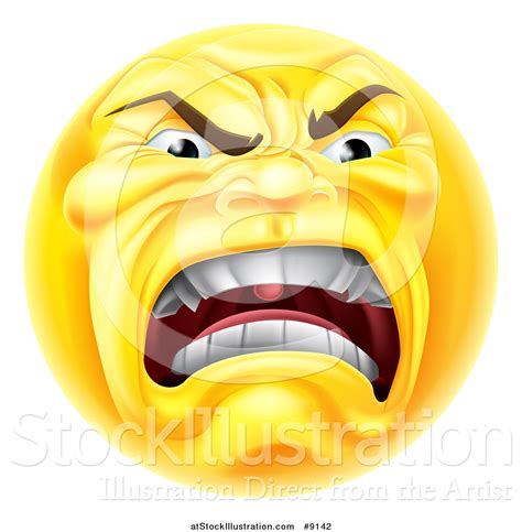 Vector Illustration Of A Yellow Angry Screaming Emoji Emoticon Smiley By AtStockIllustration