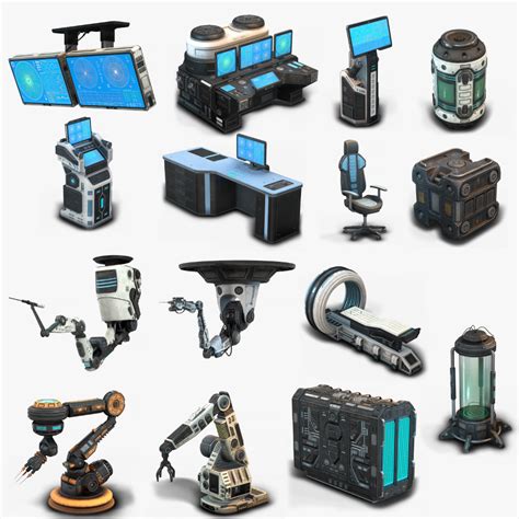 D Model Pbr Sci Fi Props Low Poly Collection Cgtrader Sci Fi Games