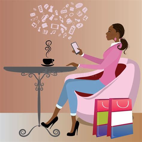 Cartoon Black Woman Drinking Coffee Stock Illustrations 201 Cartoon