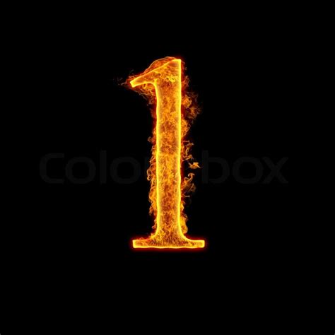 Fire Alphabet Number 1 One Isolated On Stock Image Colourbox