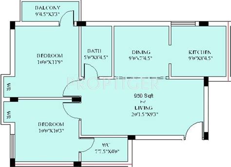 950 Sq Ft 2 Bhk Floor Plan Image Sudarsan Builders And Developers